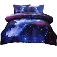 A Nice Night Galaxy Juego de ropa de cama con edredón para espacio exterior- estampado en 3D- tamaño individual